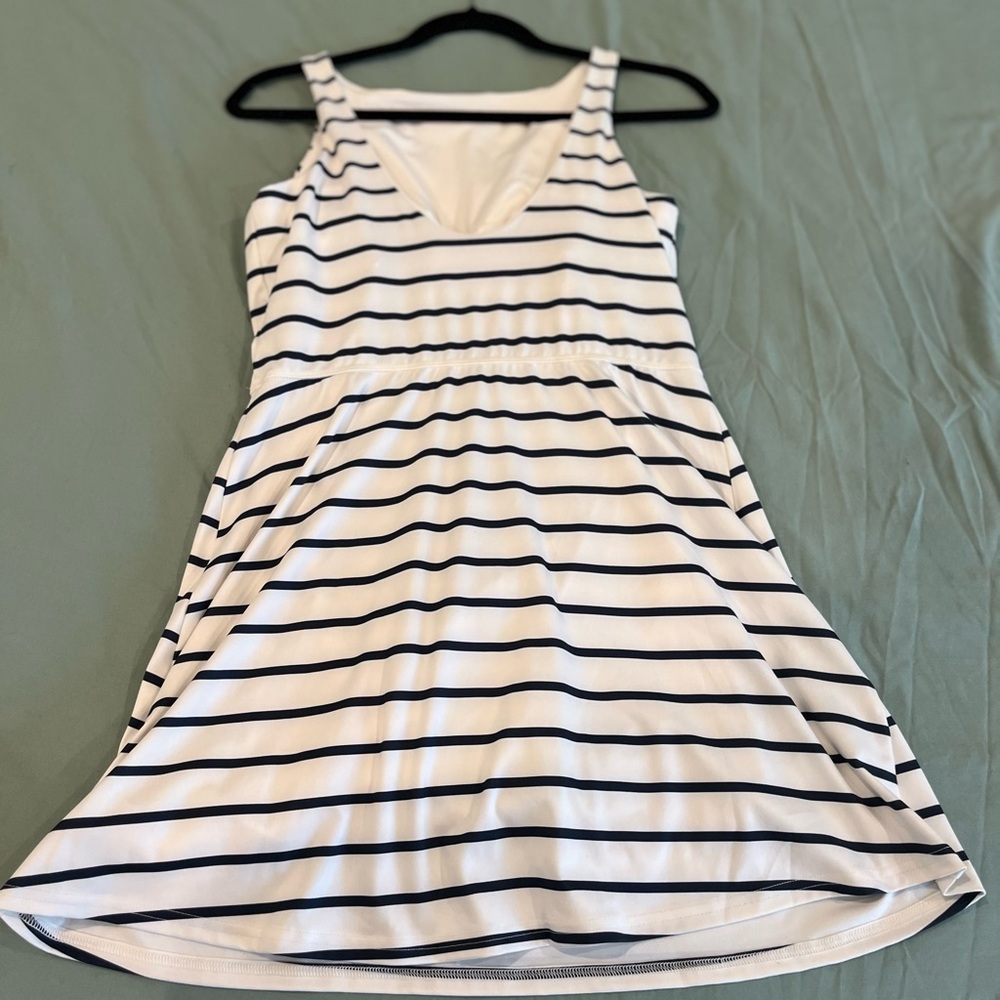 All in motion Knit High Neck Active Dress Navy Blue Stripe - Picture 5 of 7
